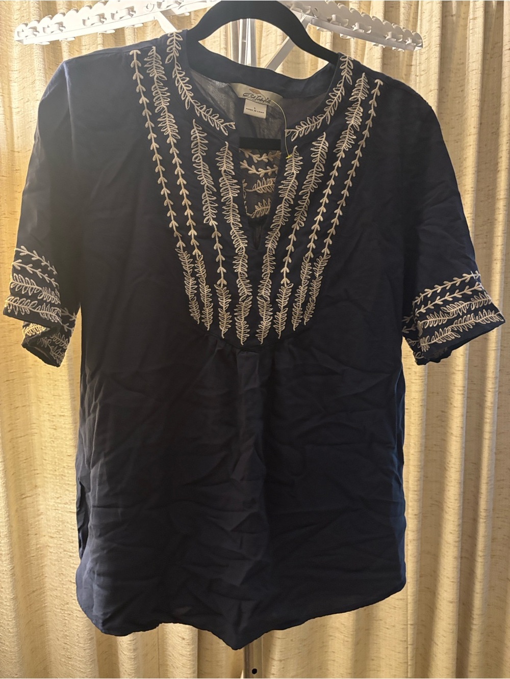 Embroidered Tunic with White Stitching